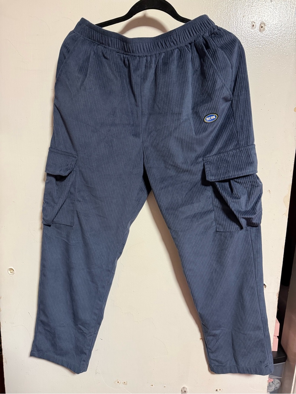 Unbranded Navy Corduroy Cargo Pants with Elastic Waist